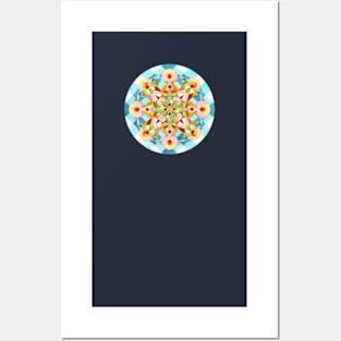 Blue Gingham Pastel Mandala Posters and Art